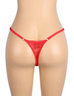 Red Lace LOVE Letters Rhinestone T-back Thong